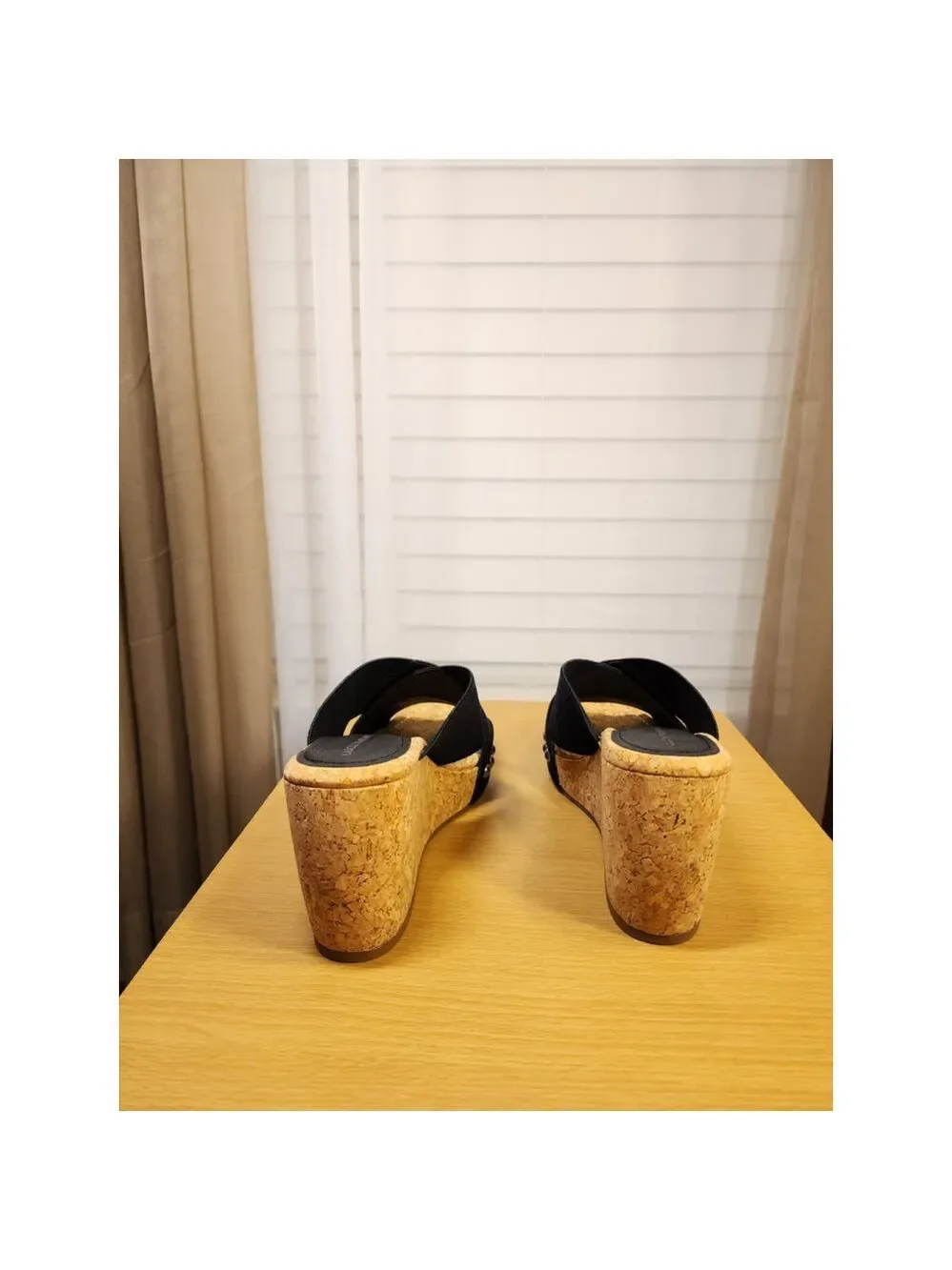 Lucky Brand Studded Criss-cross Cork Platform Wedge Slip On Sandals - 10 M BLACK